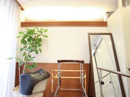廊下の手すりと植物