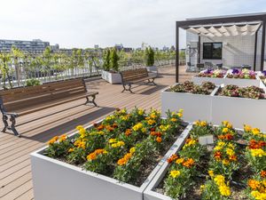 設備が整った屋上庭園