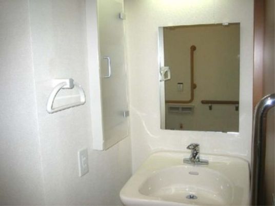 洗面台と手すり付き鏡