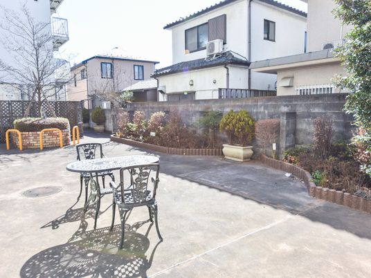 明るい中庭の風景
