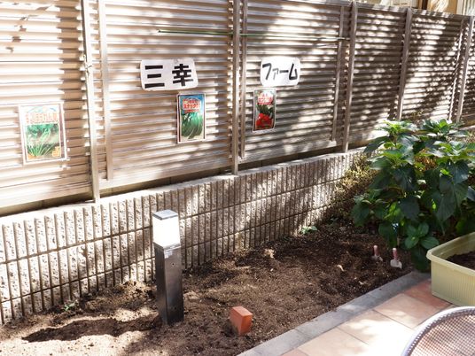 明るい花壇のコーナー