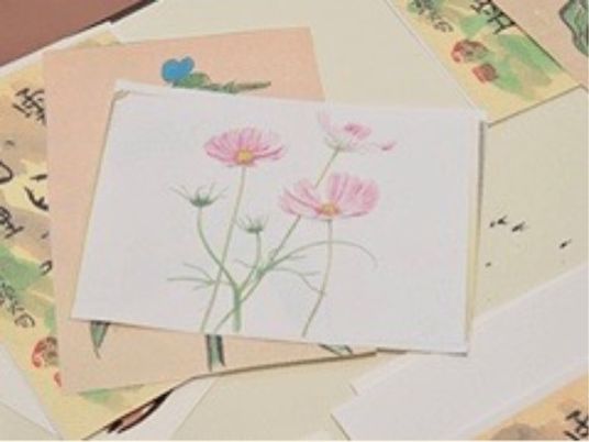 手描きの花の絵葉書