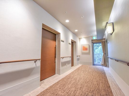 清潔な廊下と自然光の窓