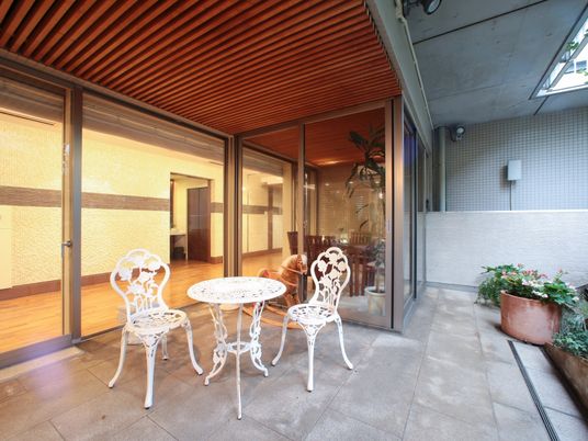 テラスの休憩コーナー