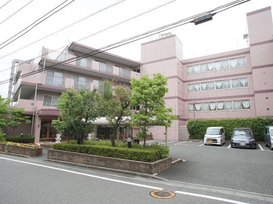 ピンクの建物の外観