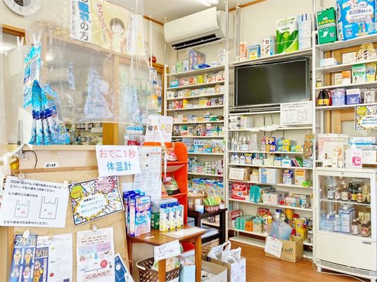 備品棚のある売店  