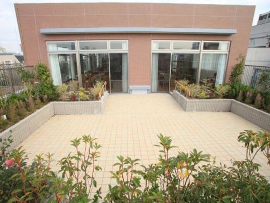 明るい中庭の景観