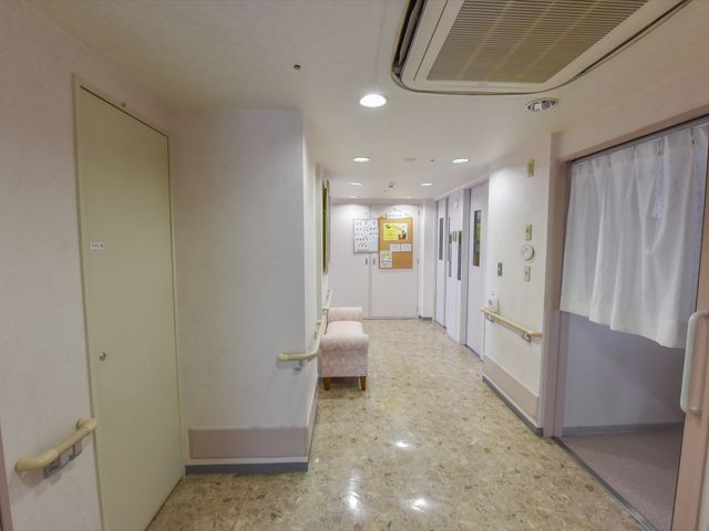 清潔感のある廊下 廊下 手すり沿いに歩きやすい床が特徴の廊下です。皆さんの安全な移動をサポートしています。