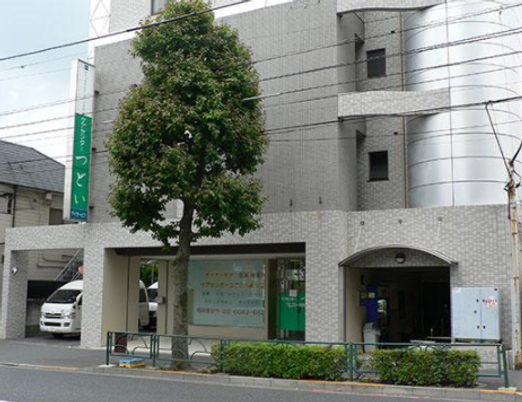 建物と緑のある外観