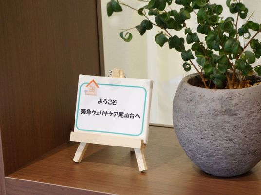 看板と観葉植物 