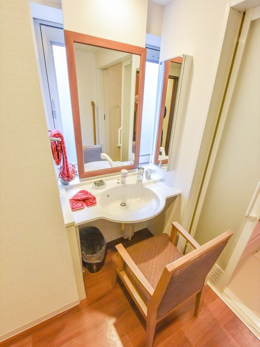 洗面台と鏡のある部屋