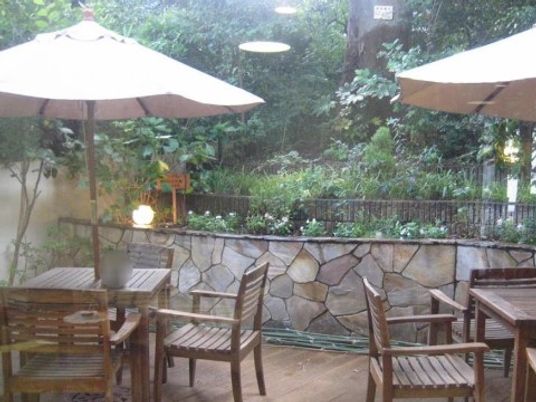 緑豊かな屋外テラス