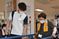 訓練を支える職員と利用者  