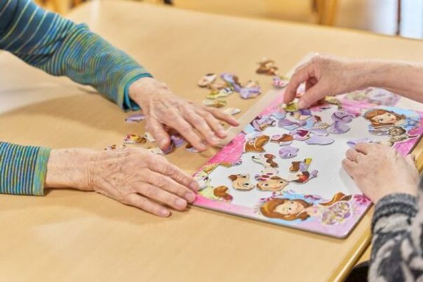 パズルを楽しむ様子