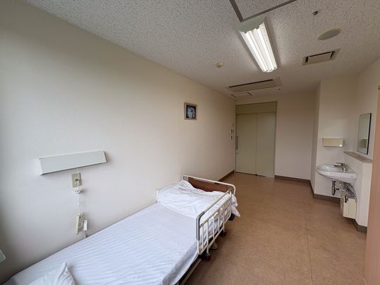 居室のベッドと洗面台  