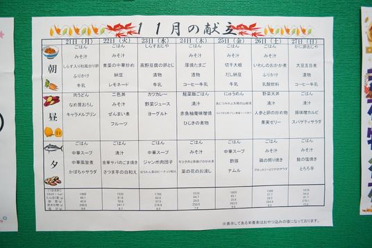 献立表の掲示物