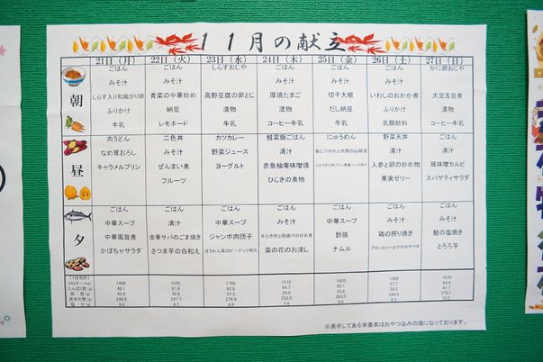 献立表の掲示物
