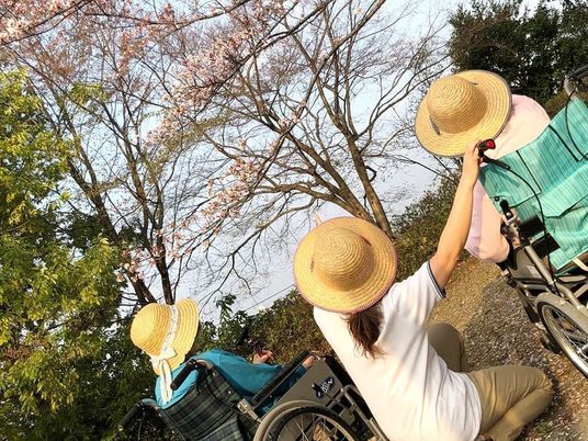 屋外で安らぐ人