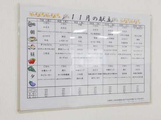 献立表掲示