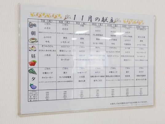 献立表掲示
