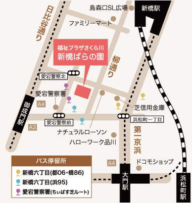 地図上の施設位置