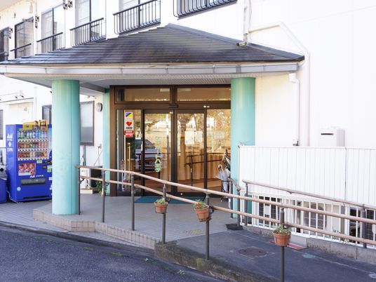  エントランス前の手すり付き通路  