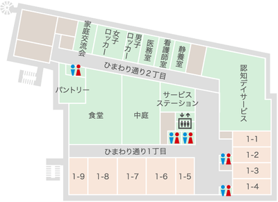 ゆったり過ごせる中庭