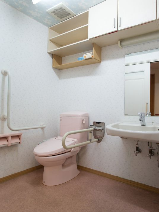 手すり付き清潔なトイレ空間