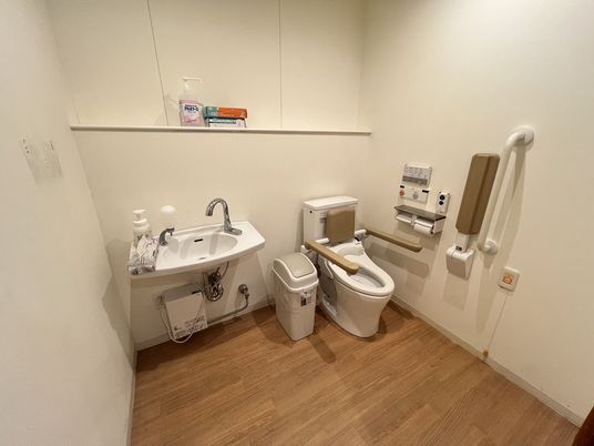 清潔な洗面台とトイレ