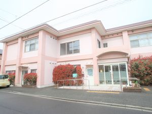 ピンクの建物の外観