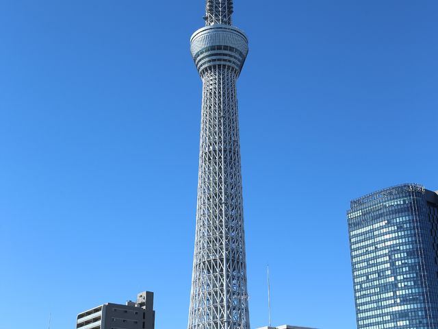 青空とタワー外観 東京スカイツリー 青空にそびえるタワーが印象的な、活気あふれる地域です。新しい職場ではこのような明るい環境があなたを待っています。