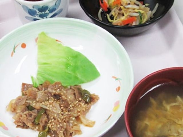 美味しい食事の一例 食堂 見た目にも美しい多彩なメニューは、栄養面でも優れています。安心して過ごせる環境です。