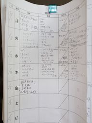 手書きのスケジュール表
