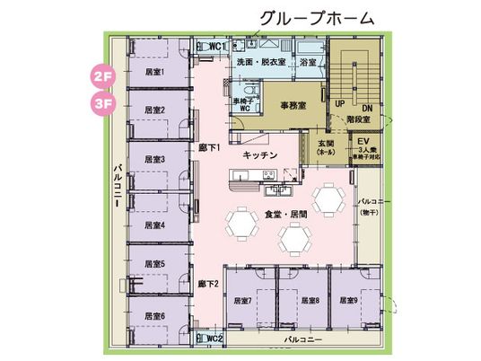 施設2階の見取り図