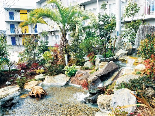 緑豊かな中庭風景