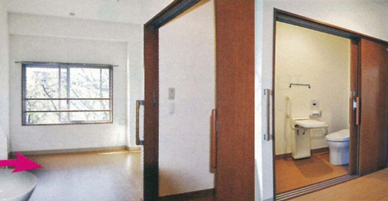 明るい居室とトイレ