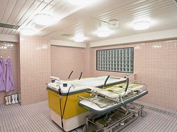 清潔な入浴設備の一角