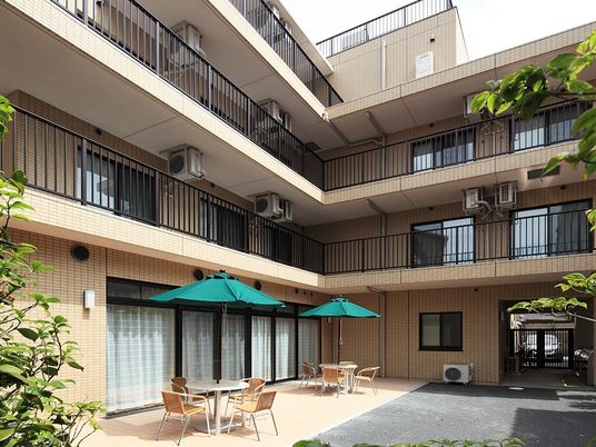 中庭の明るい風景