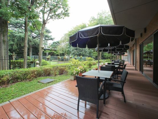 テラスの緑豊かな景色