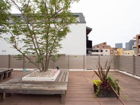 都会の中の中庭の風景