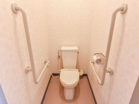 両サイドに設置された手すりのあるトイレ