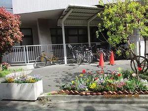 花壇のある中庭  
