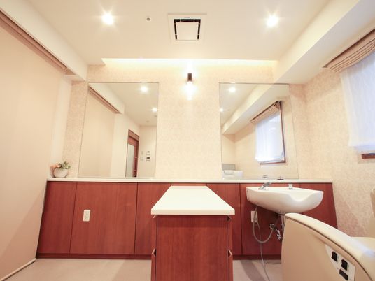 洗面台と鏡のある部屋