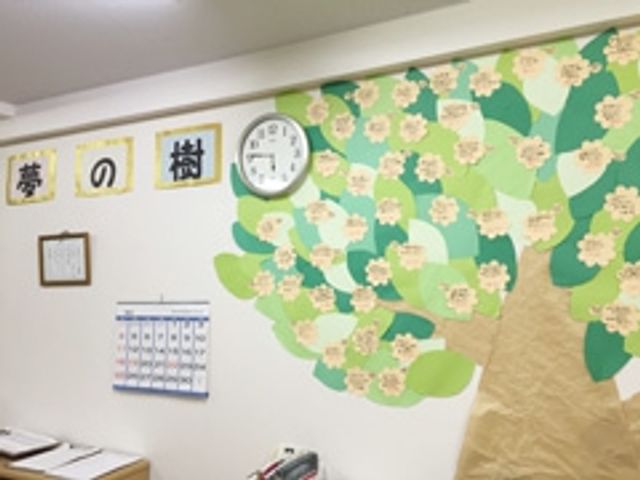 夢の樹の壁面装飾 掲示物 夢の樹をテーマにした壁面装飾です。居室や共用スペースの雰囲気を和やかにします。