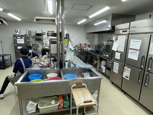 作業中の厨房スタッフ