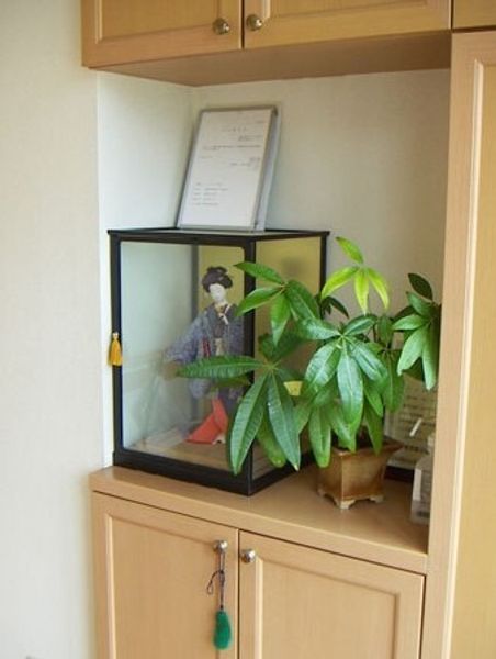 和風人形と観葉植物の装飾
