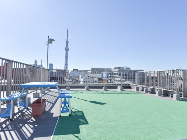 都市景観を望む屋上空間