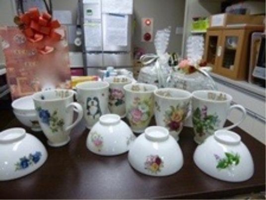 花柄のティーセット展示