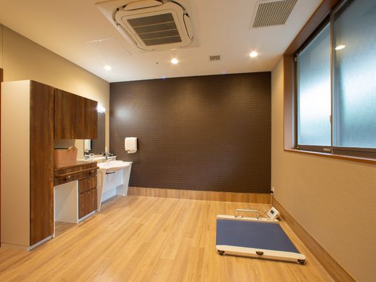 清潔な洗面台と床