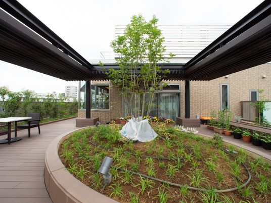 緑豊かな屋外テラス